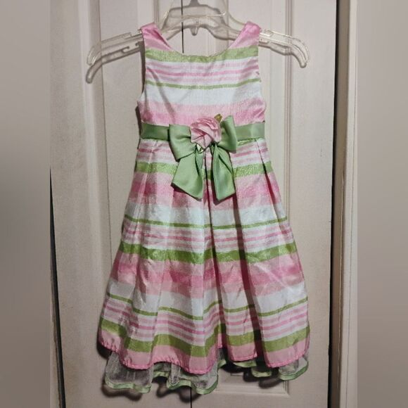 Youngland Pink and Green Pleated Halter Sundress - Picture 1 of 15
